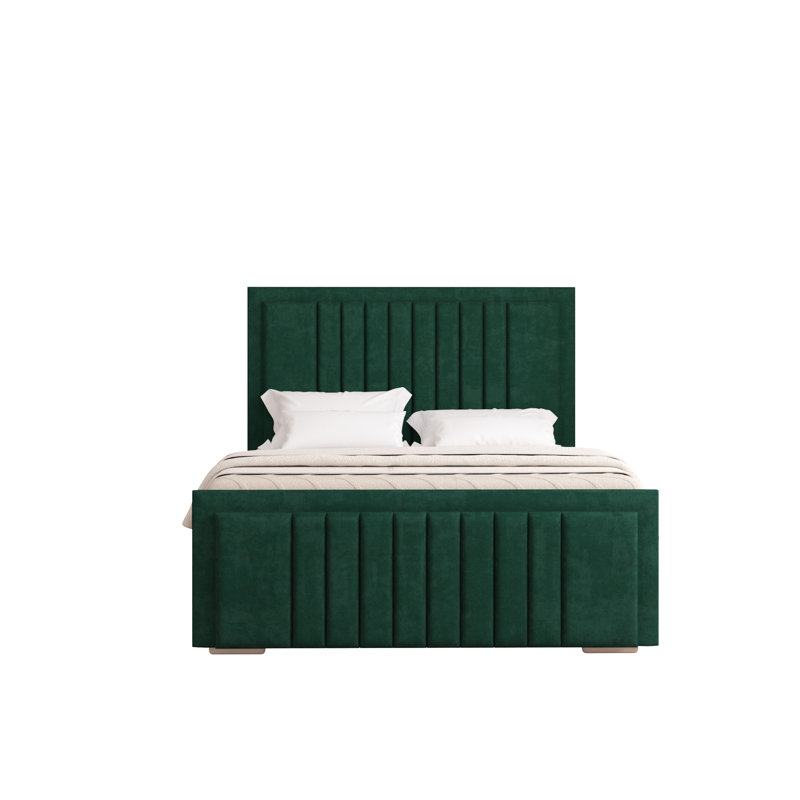 Alama Upholstered Panel Bed, Emerald, Small Double (4')