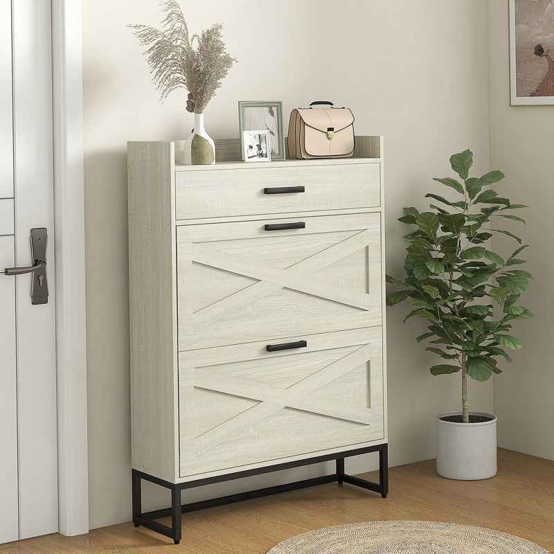 Armoire à chaussures étroite, Blanc