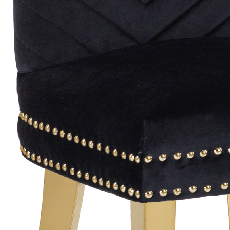 Escalera 20'' H Velvet Upholstered Dining Chair, Black, Gold