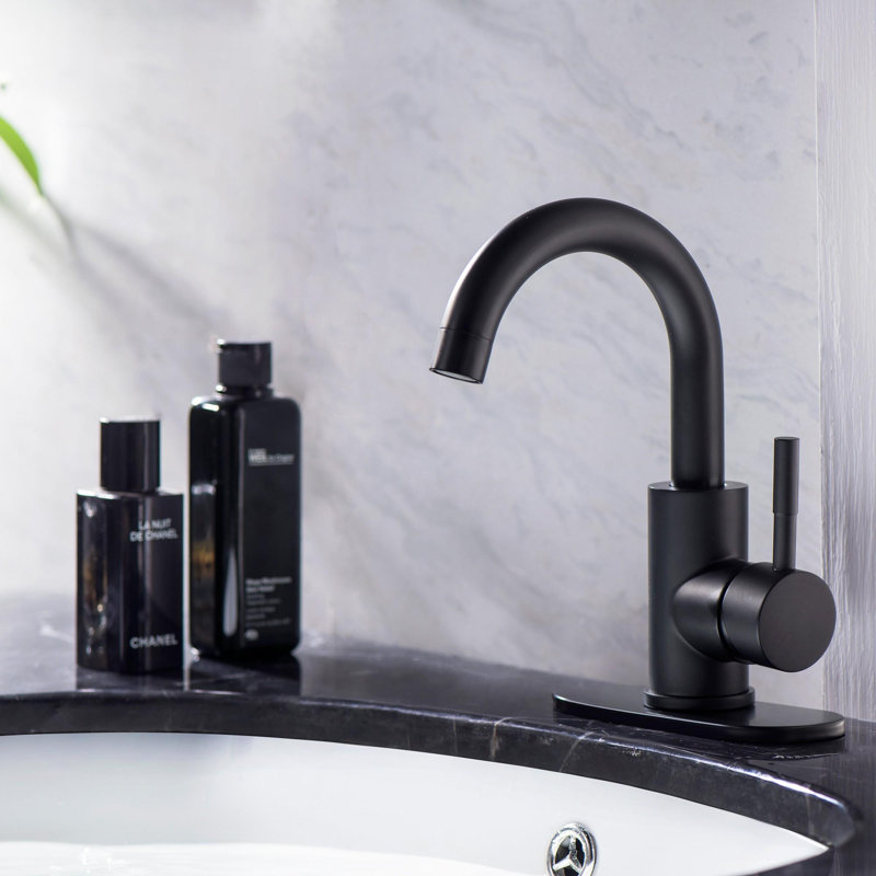 Bathroom Single Hole Faucet with Single Handle Design, Matte Black