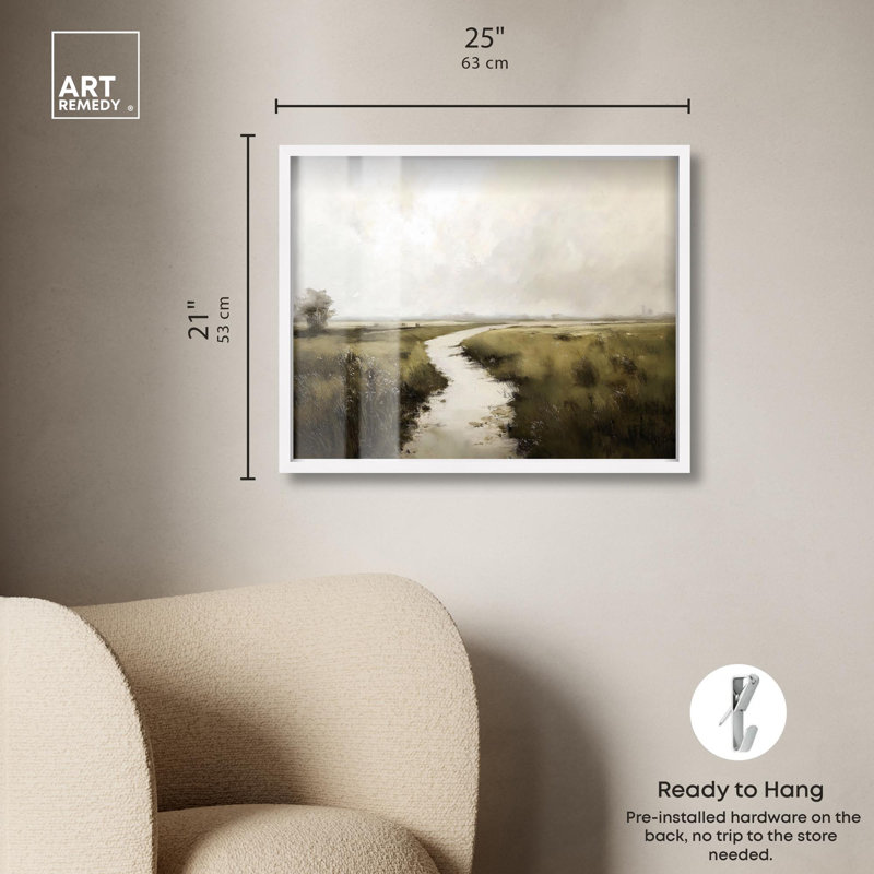 «Grassline Reflections Shadowbox Print» par Art Remedy, 21" H x 25" W, Blanc