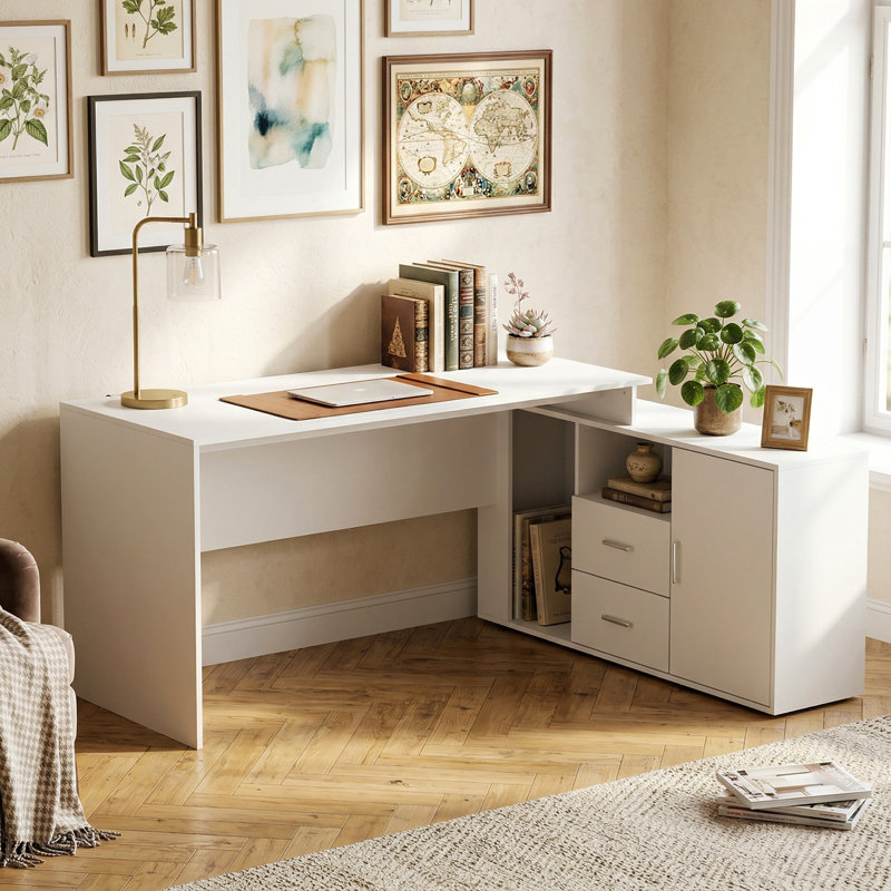 L-Shaped Computer Desk With Bookcase