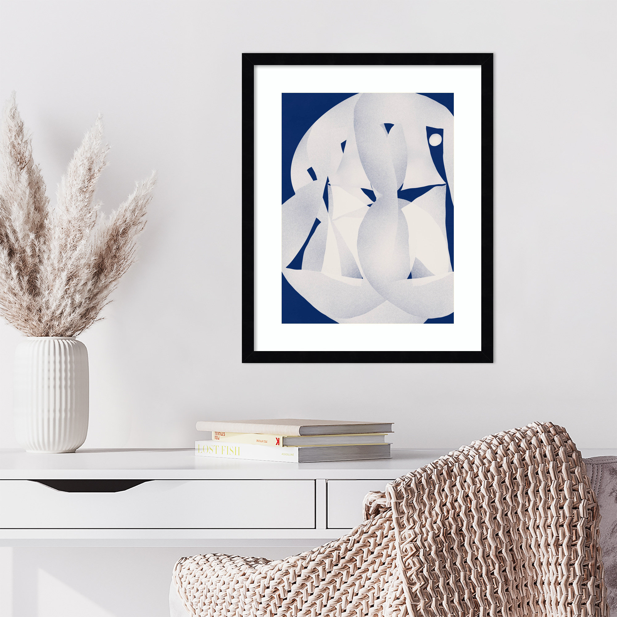 Paper Sculpture Abstract by Little Dean Wood Framed Wall Art Print, Black, 21" H x 17" W