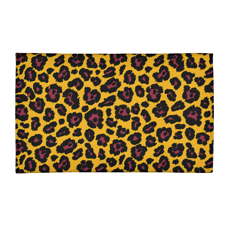 Imprimé animalier jaune/noir/rouge Tapis décoratif, Rectangle 4 pi x 6 pi