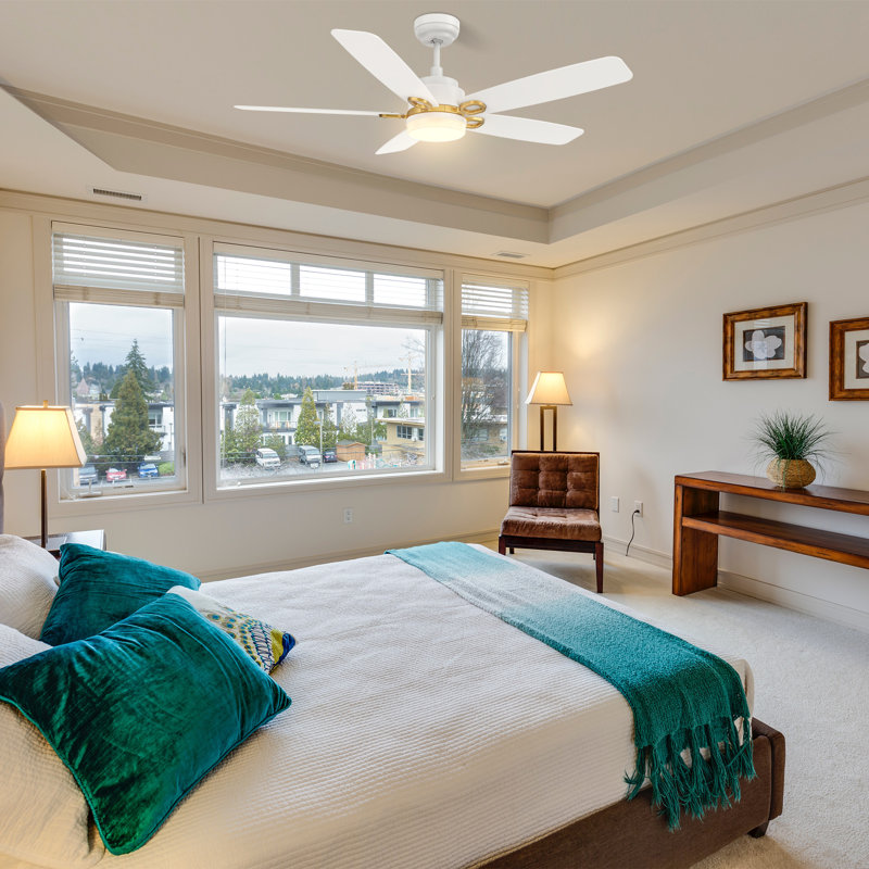  Ventilateur de plafond intelligent 52 po avec télécommande, ensemble d'éclairage, fonctionne avec l'assistant Google et Amazon Alexa, raccourci Siri.