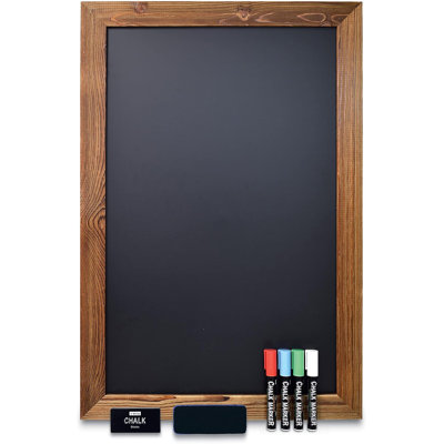 X Large Size 20" x 30", Rustic Wood Frame, Vertical or Horizontal Wall Mount, Includes 4 Chalk Markers + Chalk
