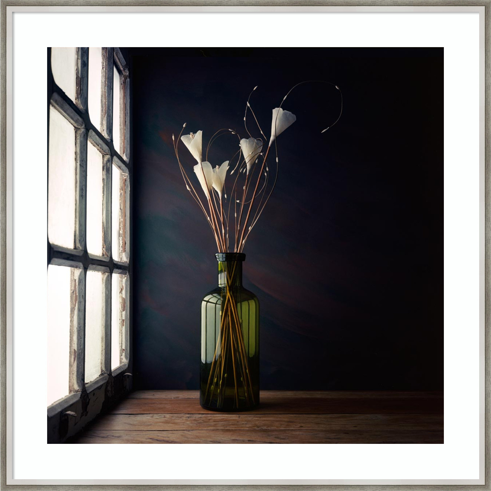 The Green Bottle by Luiz Laercio, 33" H x 33" W, Silver Framed