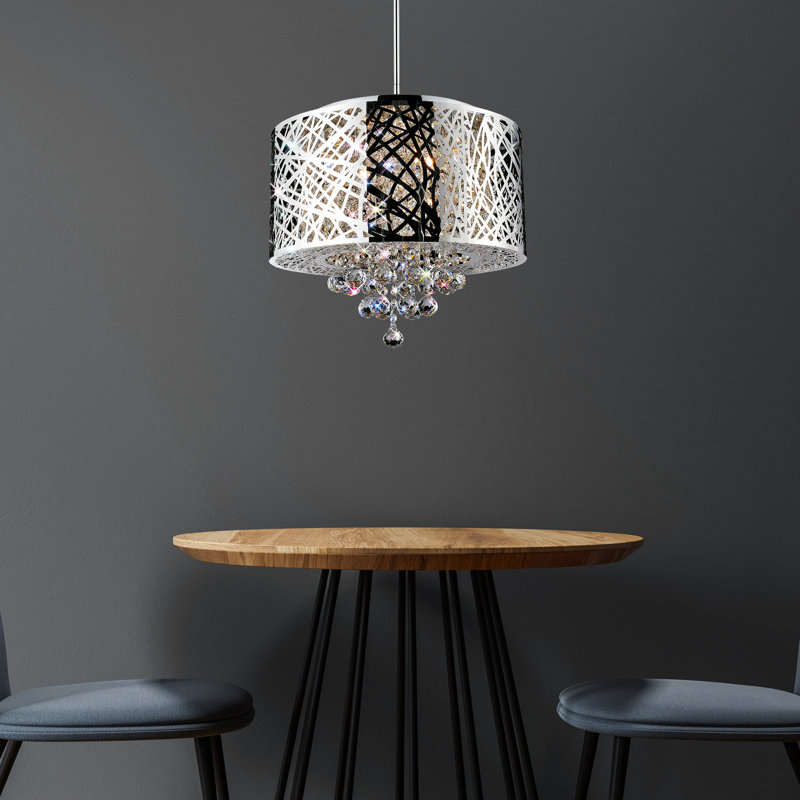 Lustre 16 lumières à abat-jour cylindrique 16 po avec finition chromée - Compatible G9 DEL - Idéal pour la salle à manger, le salon, le vestibule