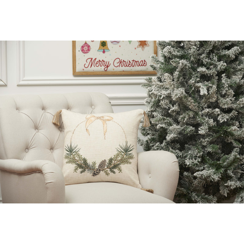 18" x 18" Pinecone Wreath Throw Pillow