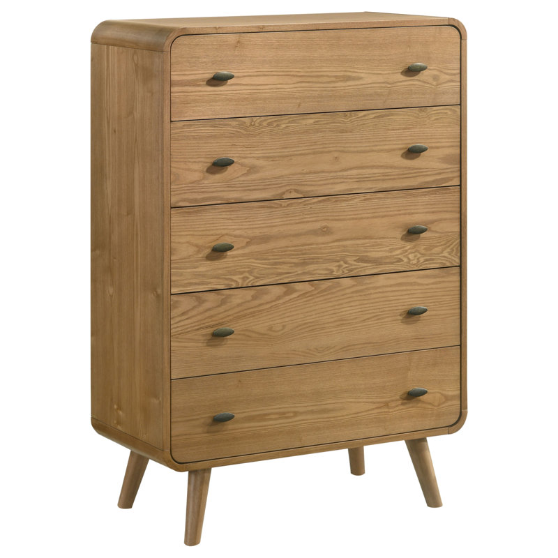 Commode de chambre à coucher à 5 tiroirs Winston Light Ash