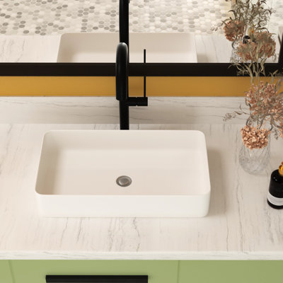 Lavabo vasque rectangulaire en céramique 24 x 14 Elegant Design - blanc, teinté, pour différents endroits
