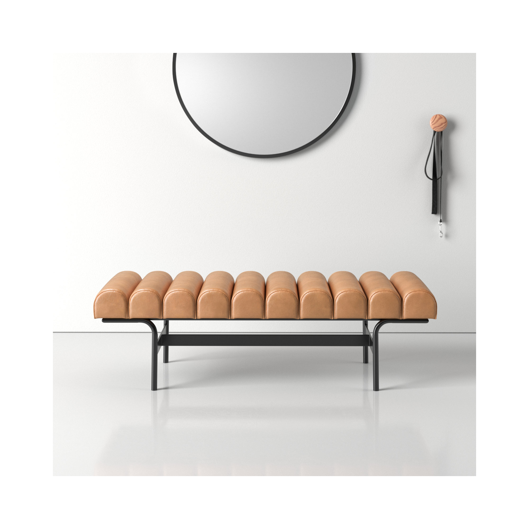 Penina Bench, Tan Top Grain Leather