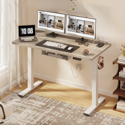Mancheer Home Office Height Adjustable Standing Desk with USB Ports and Cable Management Tray