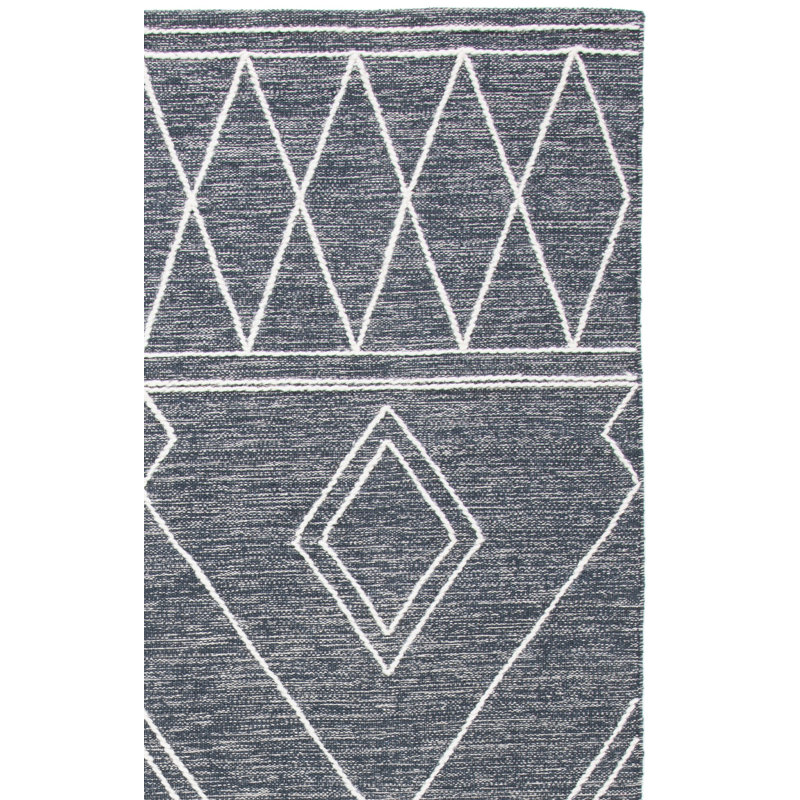 Holtby Southwestern Hand-Woven Flatweave Charcoal/Ivory Area Rug, Runner 2'3" x 9'