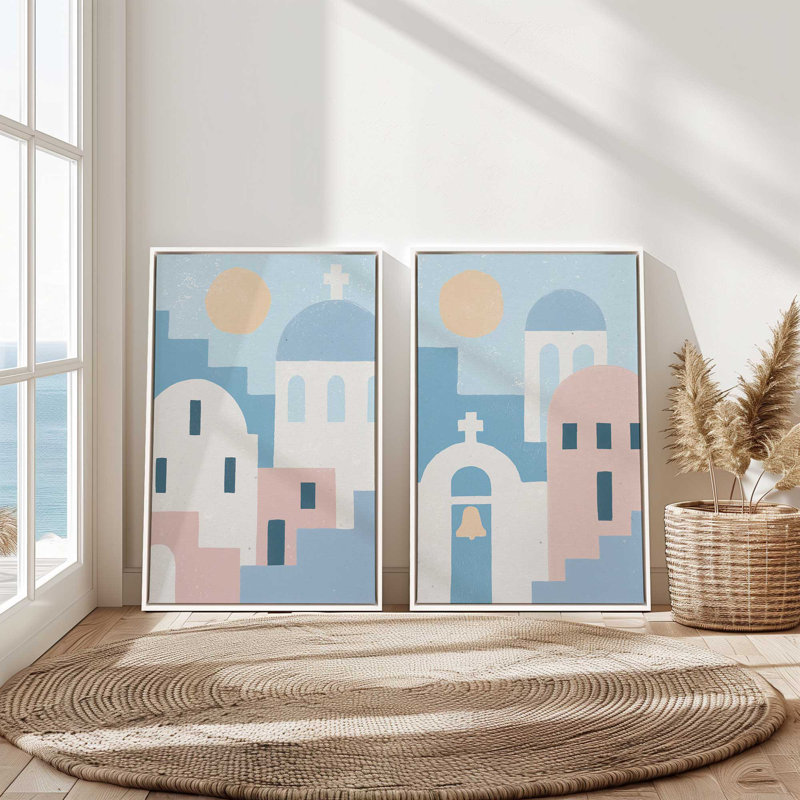 Ensemble de 2 Santorini Sunlit Dreams, Cadre flottant noir satiné, H 30 po x l 42 po