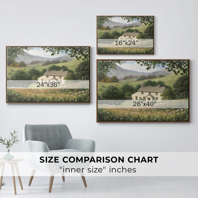 Paysage rétro - CCXLV III - Impression sur toile tendue, Toile encadrée noyer flottant, H 17 po x l 25 po x P 2 po