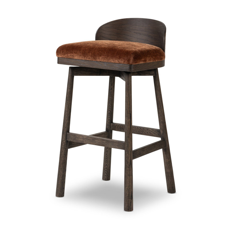 Cloris Swivel Stool-Altair Sienna-Counter & Bar, Bar Stool (30.91" Seat Height), Altair Sienna Polyester, Warm Oak