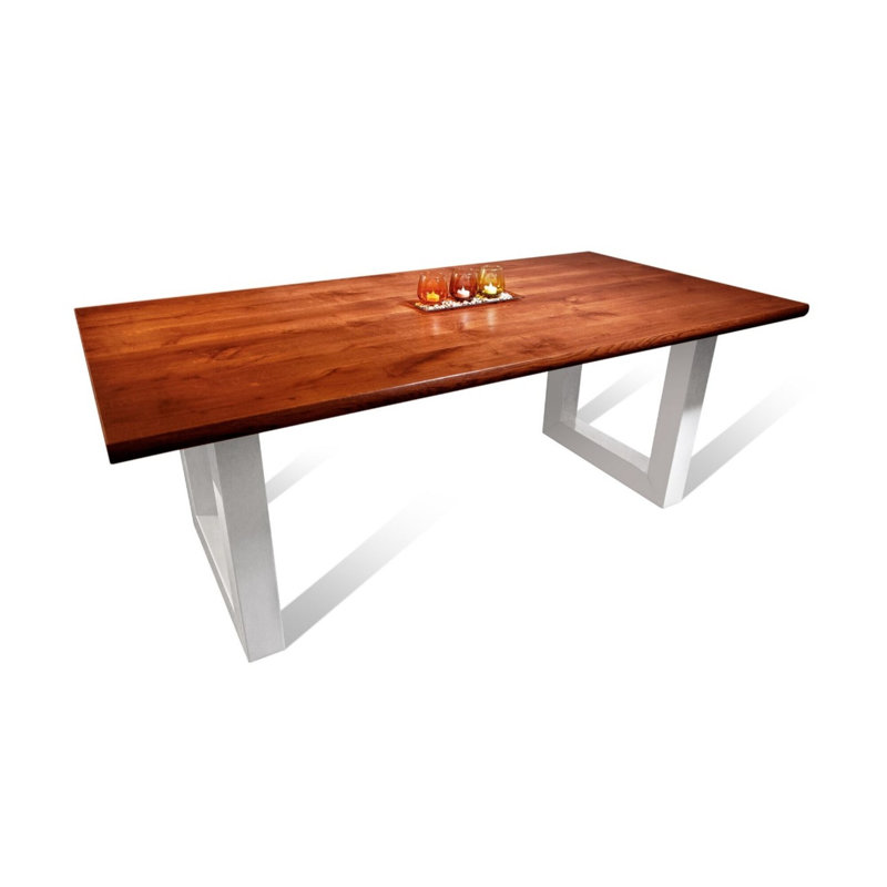Mediapolis Oak Rectangular Wood Top Dining Table with Steel Base