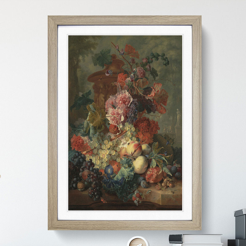 Still Life with Flowers and Fruit Vol.4 by Jan Van Huysum - Picture Frame Painting, 36cm H x 27cm W x 2cm D, Oak