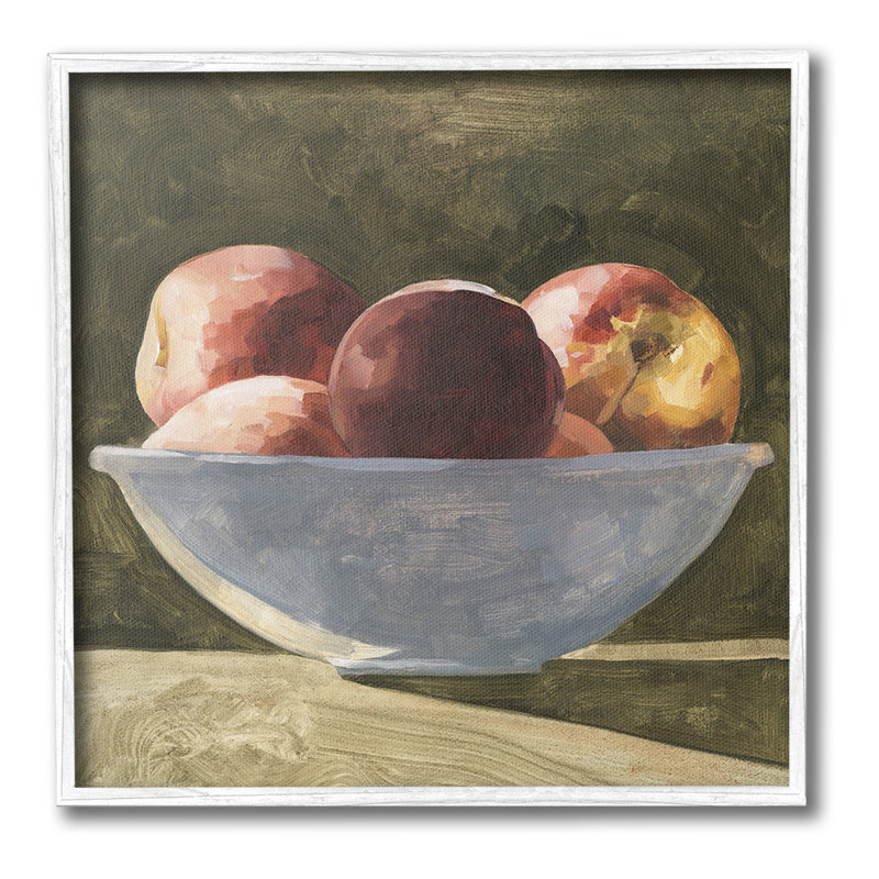 Shadowed Apples Still Life Framed Giclee Art by Emma Caroline, Coastal White Framed Giclee, 24" H x 24" W
