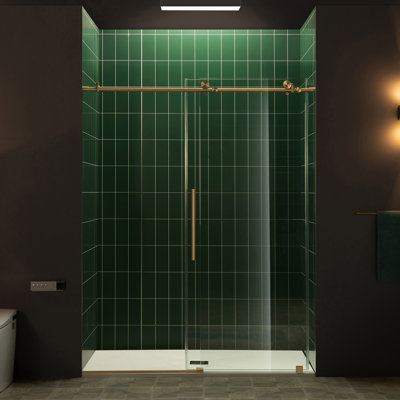 Frameless Single Sliding Shower Door with Soft Close System, 57.5-60" Width x 80"Height with 5/16"(8mm) Clear Tempered Glass