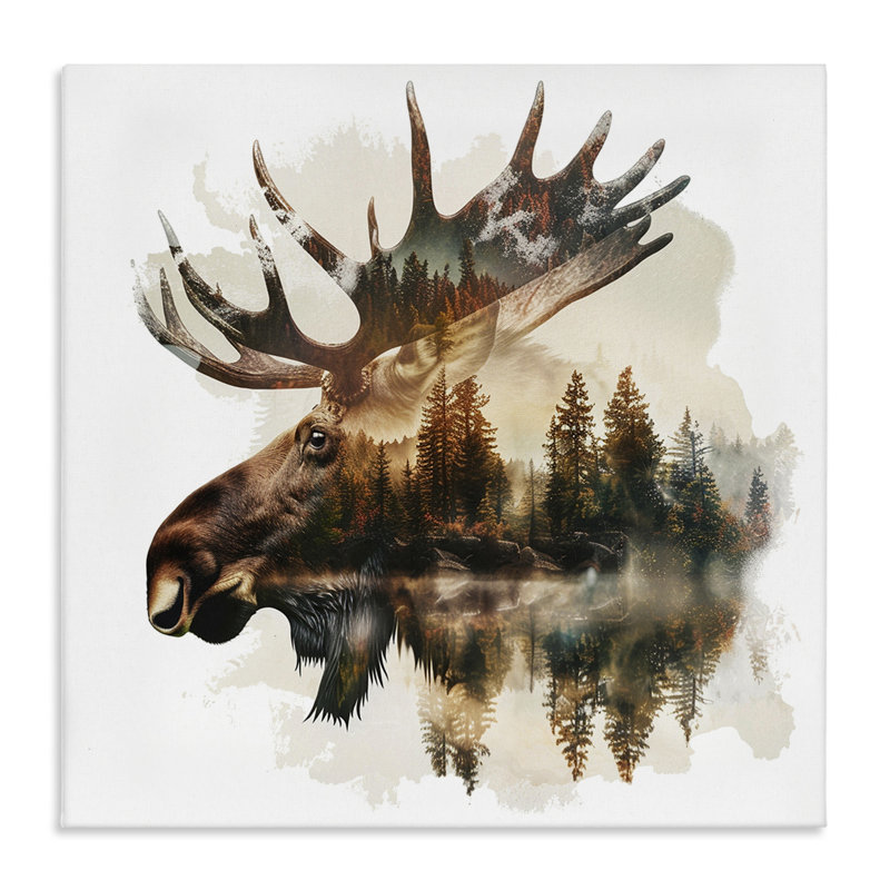  Art mural sur toile Moose Antler par LSR Design Studio, H 30 po x l 30 po