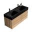 Meuble-lavabo de 48 pouces avec lavabo noir et tiroirs en chêne brut, fixation murale de style Mid-Century moderne, laque double de grade E0, système, panneaux de style E1, drainage en U, finition laquée