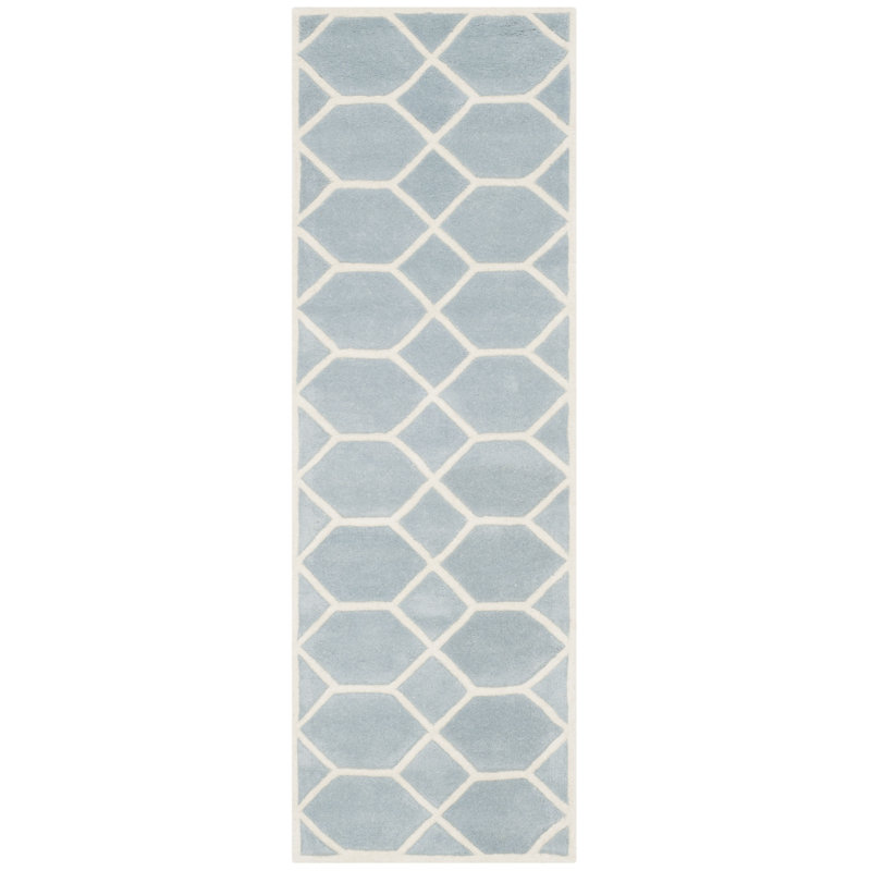 Deedie Hand Tufted Wool Geometric Rug, Runner 2'3" x 7'