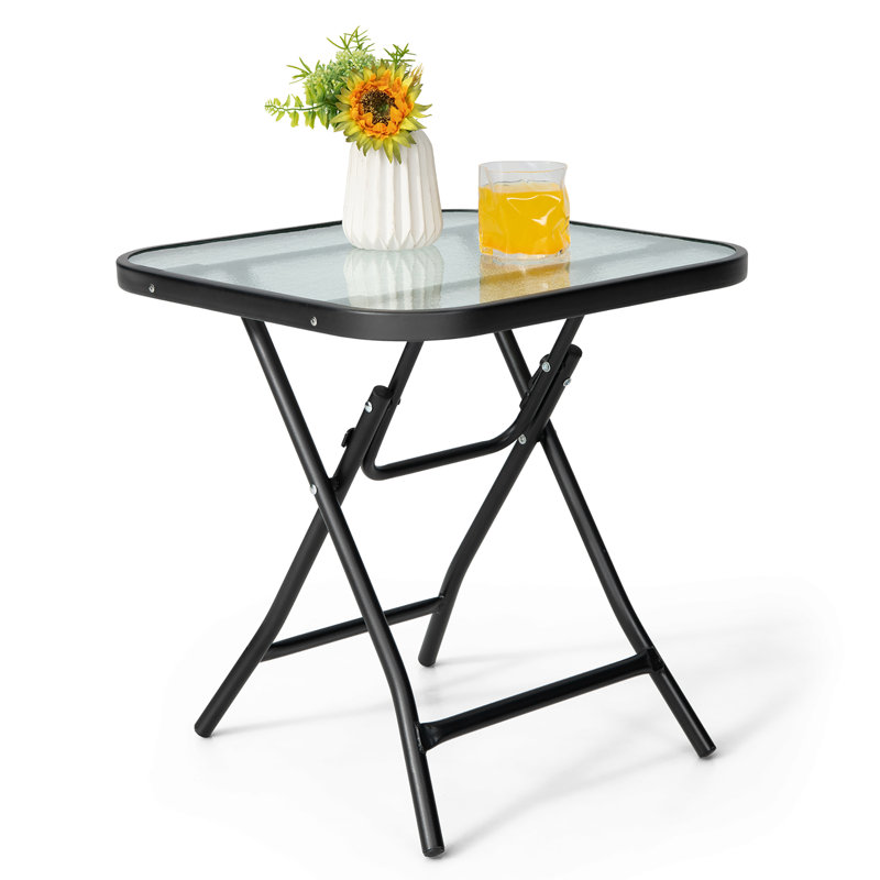 Edelberto Square Metal Folding Outdoor Bistro Table , 18'' in. W 18'' in. D