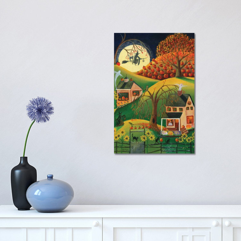 Halloween Witches House by Cheryl Bartley - Wrapped Canvas Painting, 20.32 cm H x 30.48 cm W