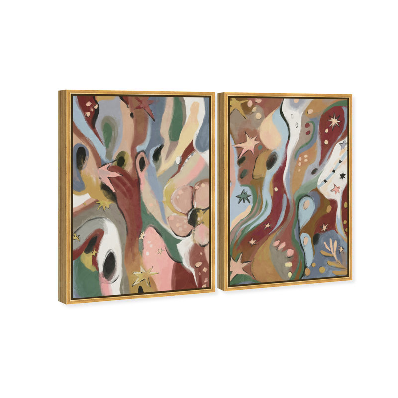 Modern Folk Set Set by Oliver Gal, 62"H x 42"W, Gold Floater Frame