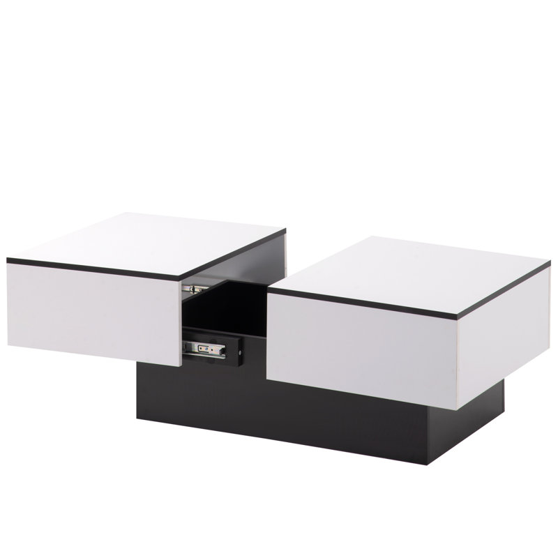 Dunaville Frame Coffee Table with Storage, White, Black