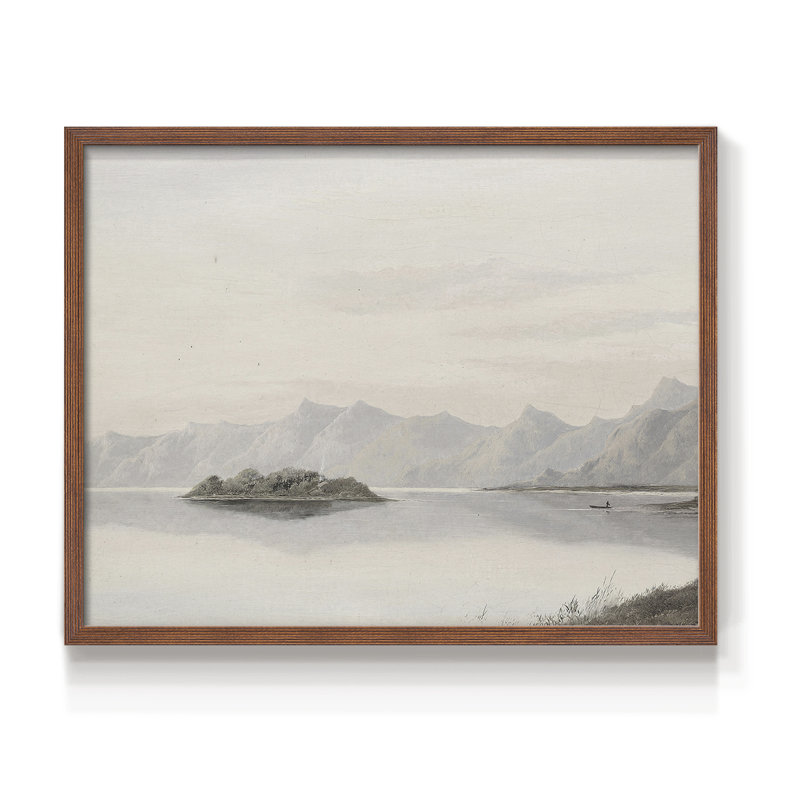 Motif nautique rétro - impression encadrée - Restickable, H 16 po x l 20 po, Noyer