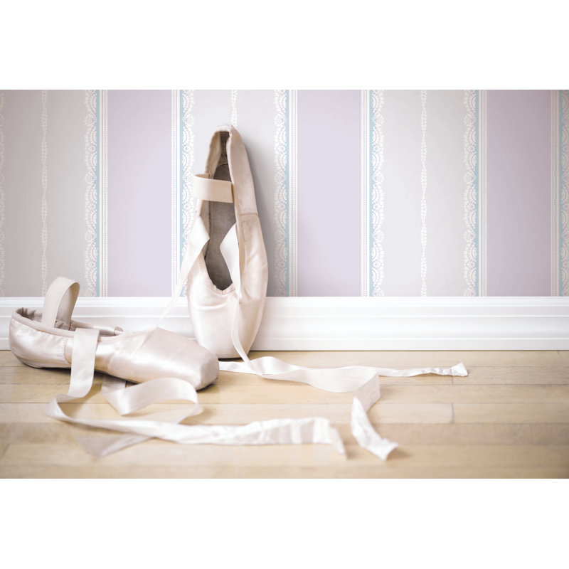 Rouleau de papier peint 33 pi x 20,5 po sans fioritures stripe paillettes Huddersfield, Mauve / bleu sarcelle