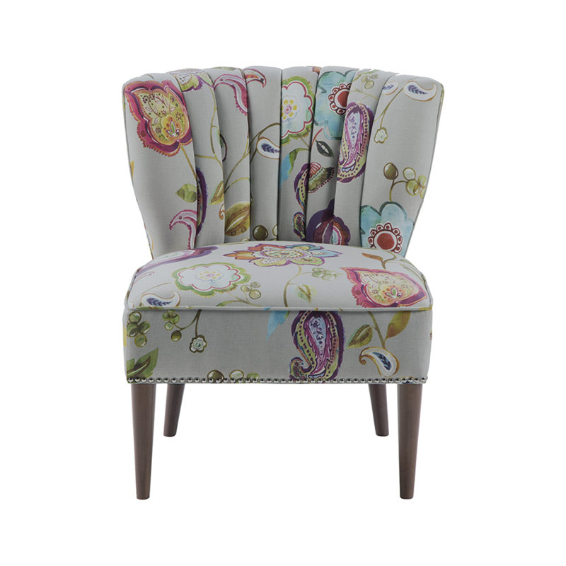 Korey Channel Back Slipper Chair, Multi-Tonal Purple Polyester Blend