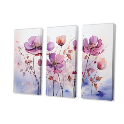 " Purple Ethereal Blooms I " 3 - Pieces