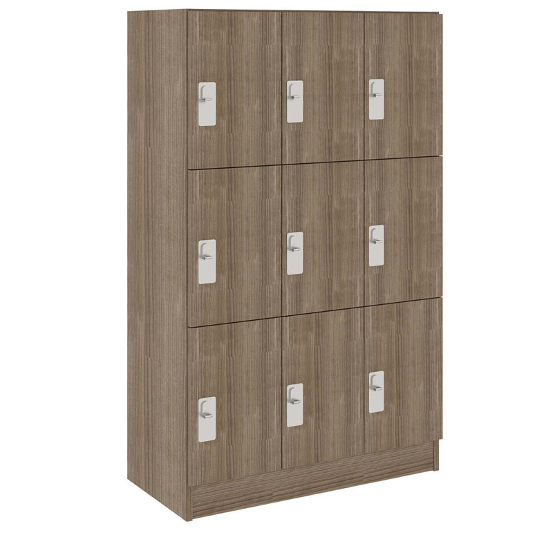 Armoire-penderie triple à neuf compartiments avec porte, Noyer Salano, 6, 72" H x 24" W x 17" D
