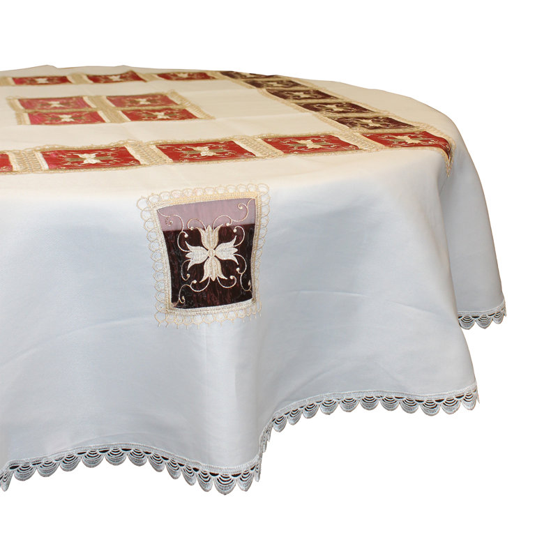 Cambria Floral Round Tablecloth, White