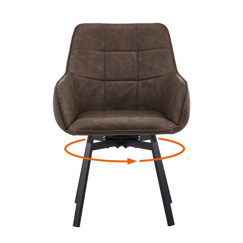 Latitude Run 1 Set Of Faux Leather Swivel Chair,Grey | Wayfair.co.uk