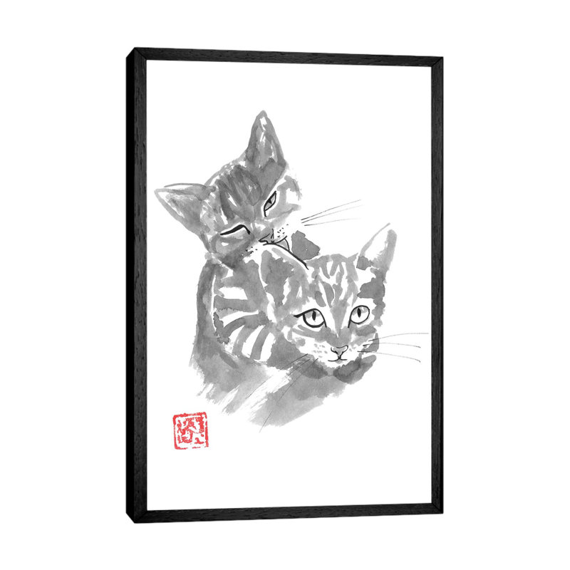 Brothers by Péchane - Painting on Canvas, 152.5 cm H x 101.5 cm W, Black Framed