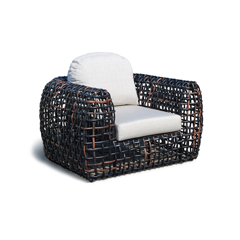 Dynasty Outdoor Lounge Chair, Black Mushroom, Canvas Canvas Sunbrella® Canvas