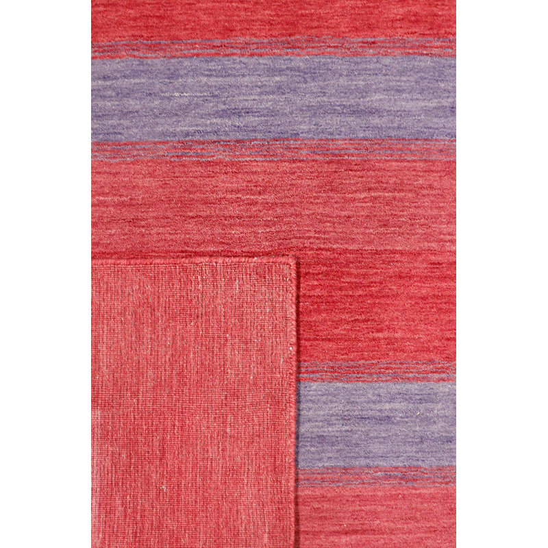 Tapis rayé en laine / coton / viscose rectangulaire fait à la main 5 pi 4 po x 7 pi 11 po