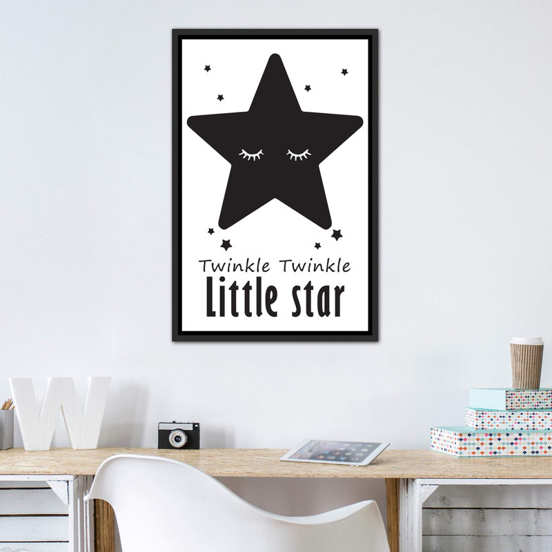 Twinkle Little Star - impression d'art graphique, Pas de tapis, Toile avec cadre noir patiné, H 40 po x l 26 po x P 1,5 po