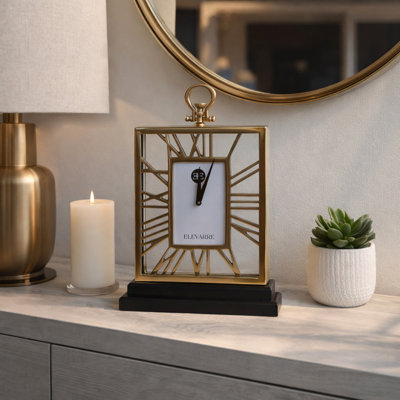 Horloge de table décorative rectangulaire en métal pour décoration intérieure