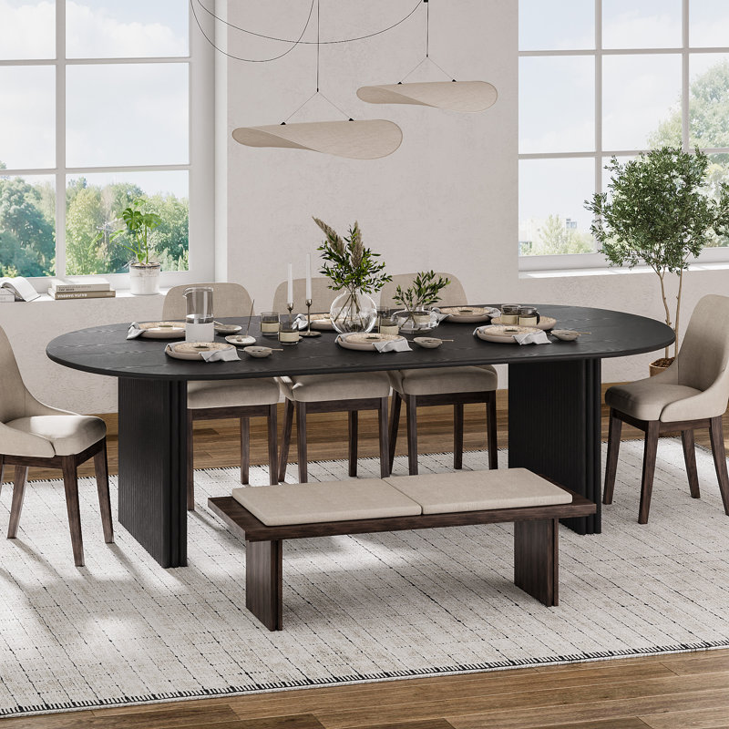 Table de salle à manger 79 po, 30"H x 79"L x 33.5"W, Noir