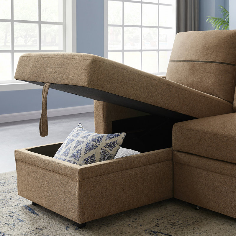 Canapé modulaire 2 pièces Kazuma, Mélange de lin brun