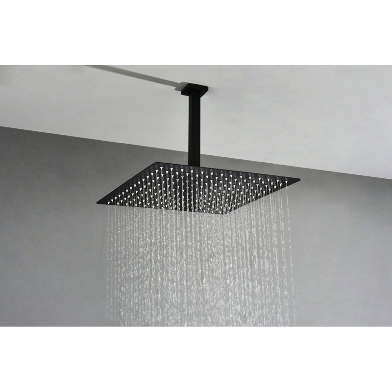 16" Luxury Matte Black Shower Head For Bathroom - Natural Rainfall Simulation, Self-Cleaning Nozzle, Fits American Standard Pipe Connections And All Arms Gives Sensation, Matches Universal