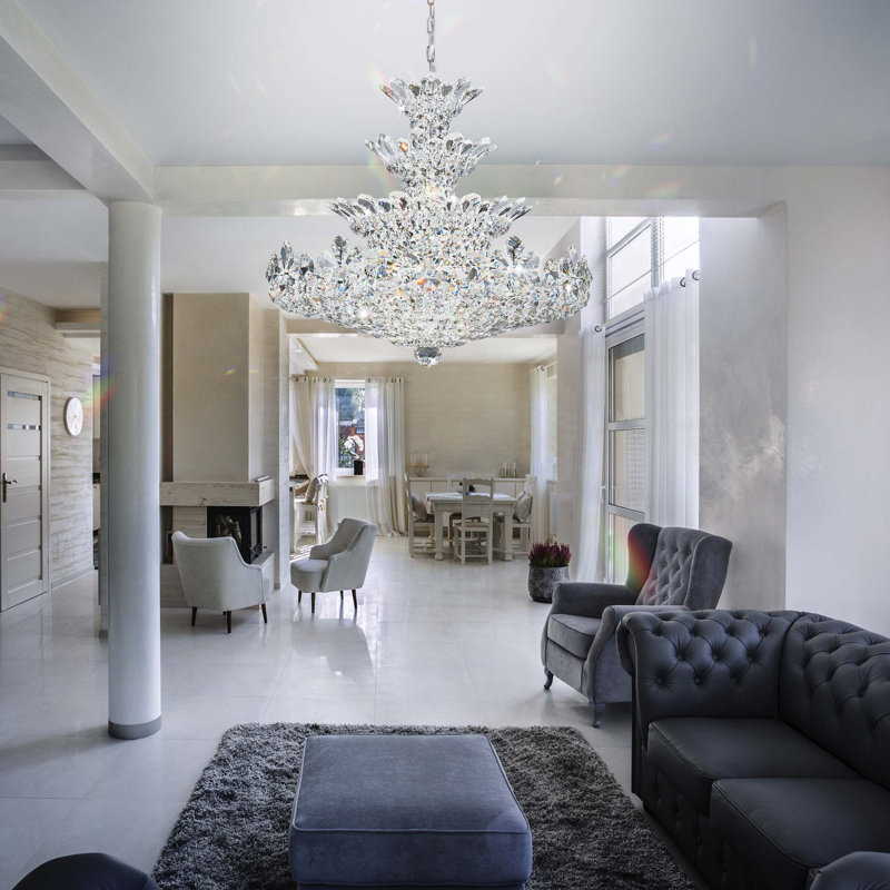 Trilliane 30 Light 30in x 27in Four-Tier Chandelier in Silver with Clear Heritage Handcut Crystals, Czech