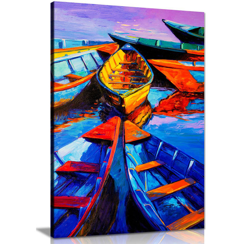 Boats & Sea - Wrapped Canvas Print, 31cm H x 20cm W