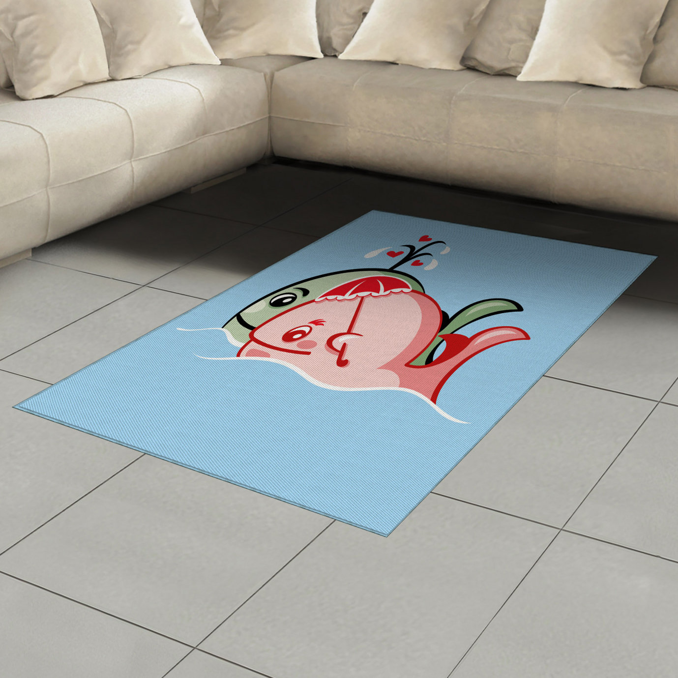 East Urban Home Whale Valentine High Density Long Fiber Poly Threads  Decorative Area Rug Carpet | Wayfair